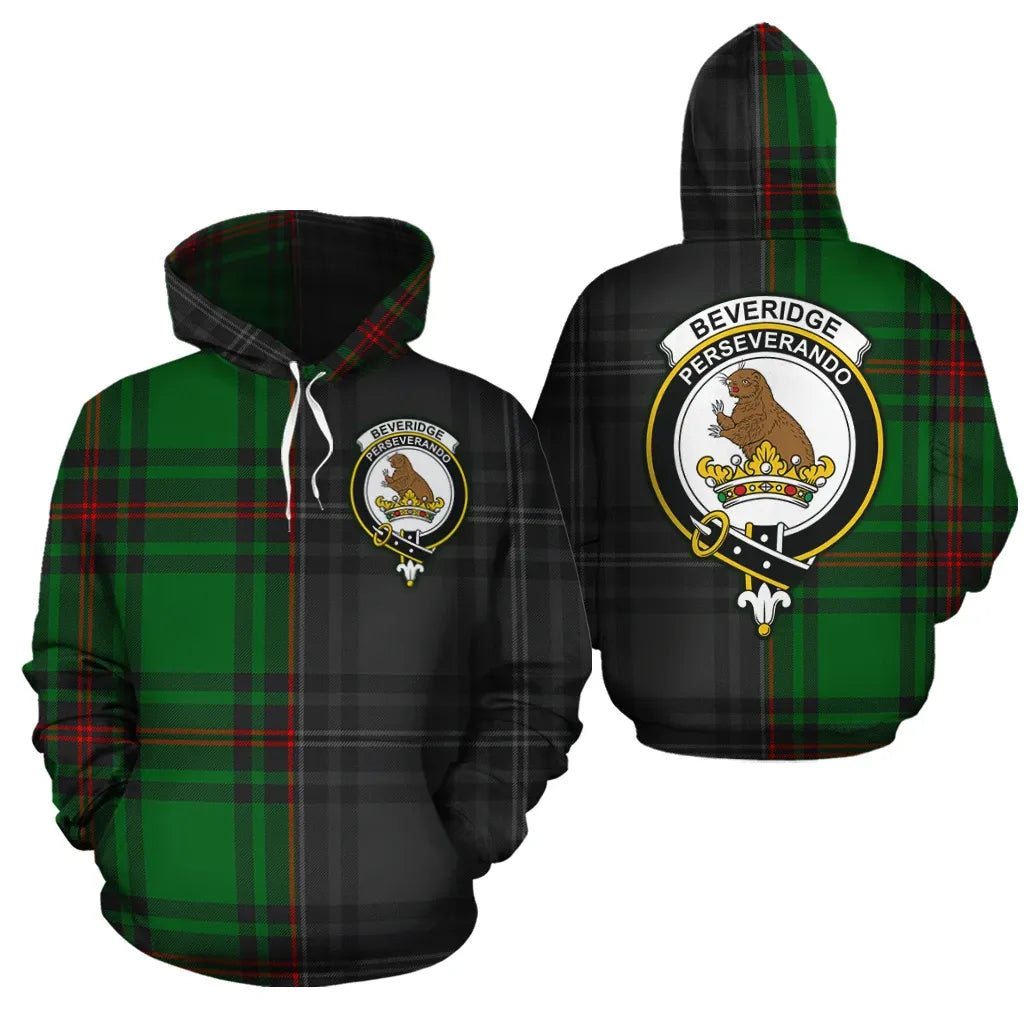 Printivon Beveridge Clan Half Of Me New Version Crest Tartan Hoodie