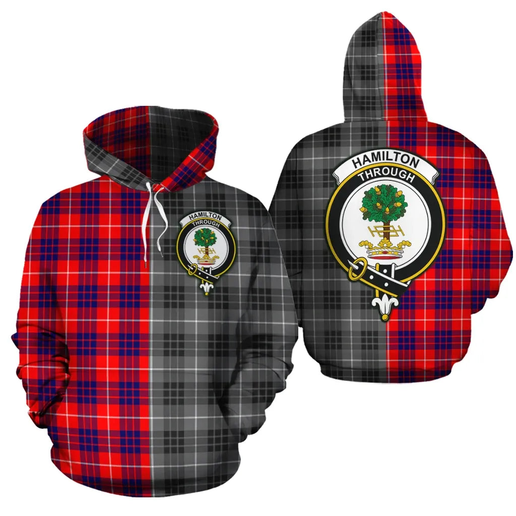Printivon Hamilton Modern Clan Half Of Me New Version Crest Tartan Hoodie