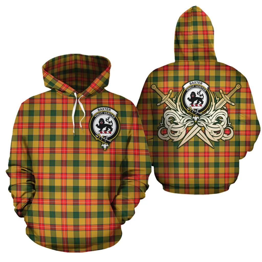 Printivon Baxter Clan Crest Tartan Scottish Gold Thistle Hoodie