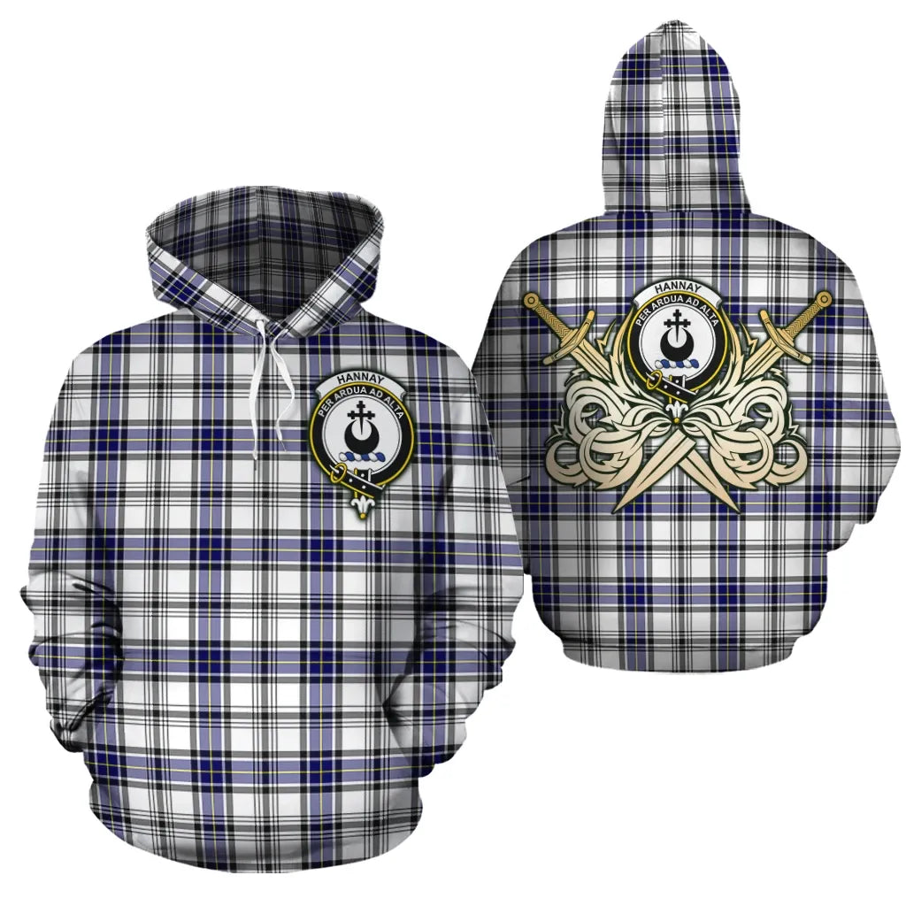 Printivon Hannay Modern Clan Crest Tartan Scottish Gold Thistle Hoodie