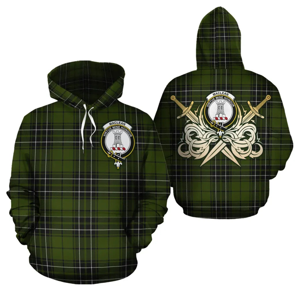 Printivon Maclean Hunting Clan Crest Tartan Scottish Gold Thistle Hoodie
