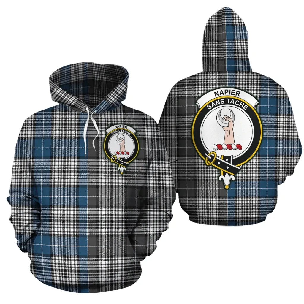 Printivon Napier Modern Clan Half Of Me New Version Crest Tartan Hoodie