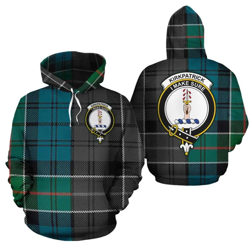 Printivon Kirkpatrick Clan Half Of Me New Version Crest Tartan Hoodie