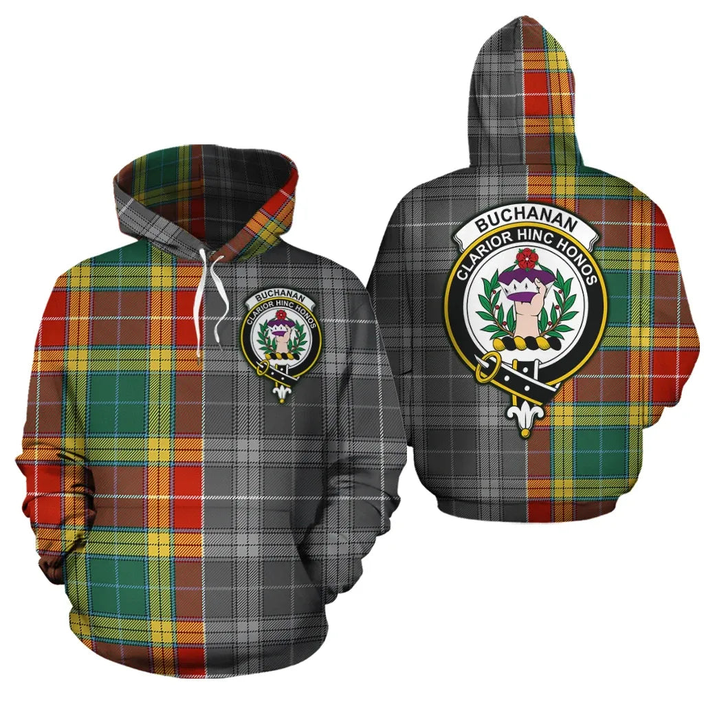 Printivon Buchanan Old Sett Clan Half Of Me New Version Crest Tartan Hoodie