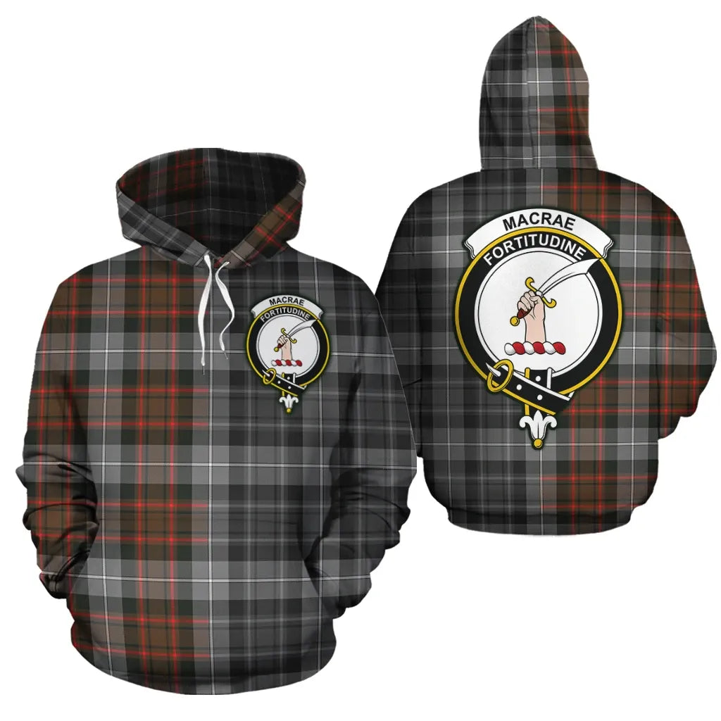 Printivon Macrae Hunting Weathered Clan Half Of Me New Version Crest Tartan Hoodie
