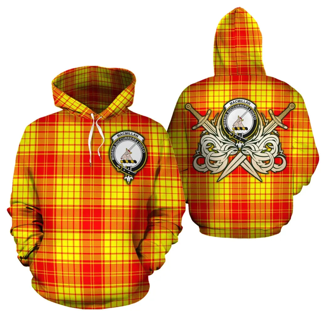 Printivon Macmillan Clan Crest Tartan Scottish Gold Thistle Hoodie