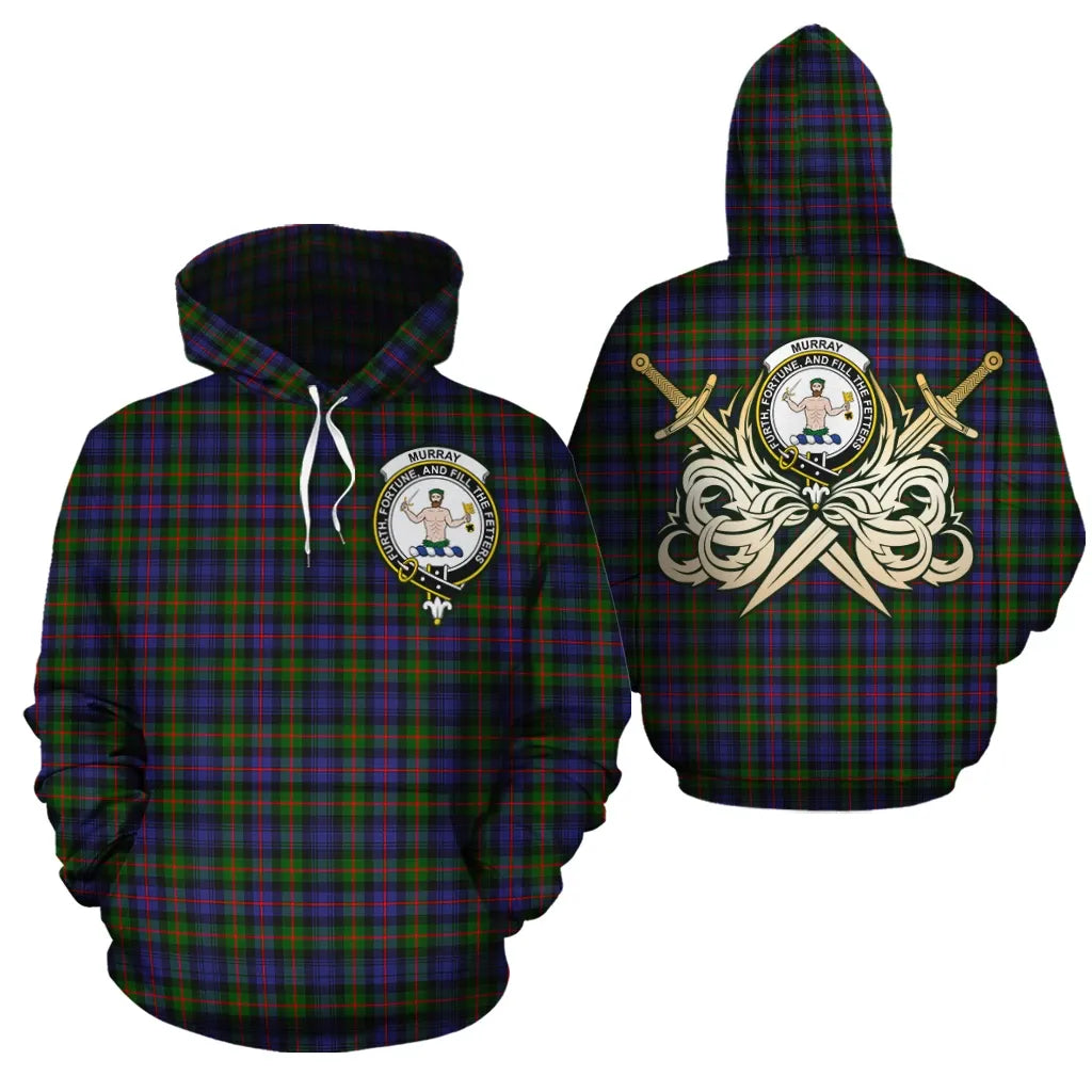 Printivon Murray Of Atholl Modern Clan Crest Tartan Scottish Gold Thistle Hoodie