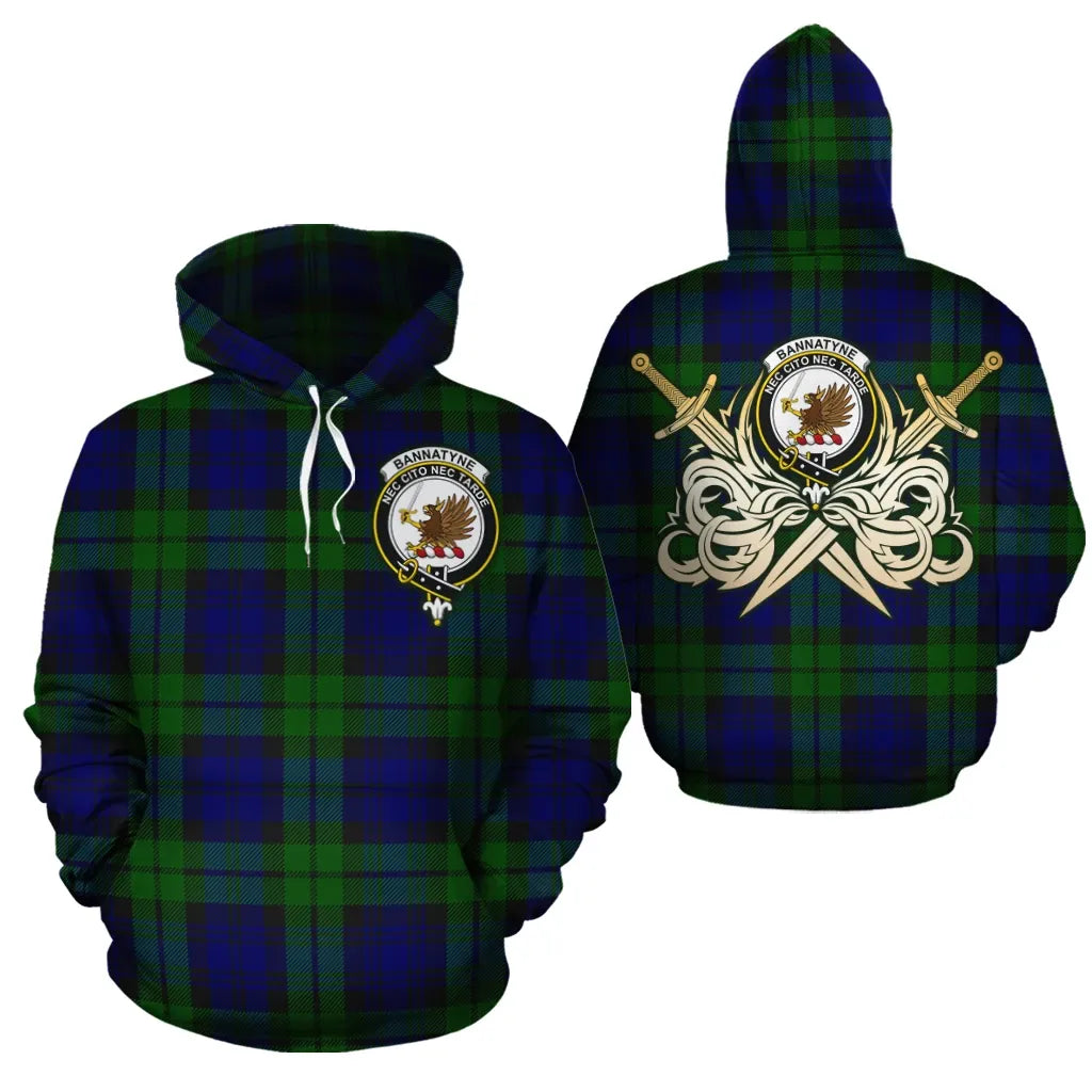 Printivon Bannatyne Clan Crest Tartan Scottish Gold Thistle Hoodie