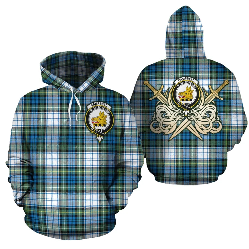Printivon Campbell Dress Ancient Clan Crest Tartan Scottish Gold Thistle Hoodie