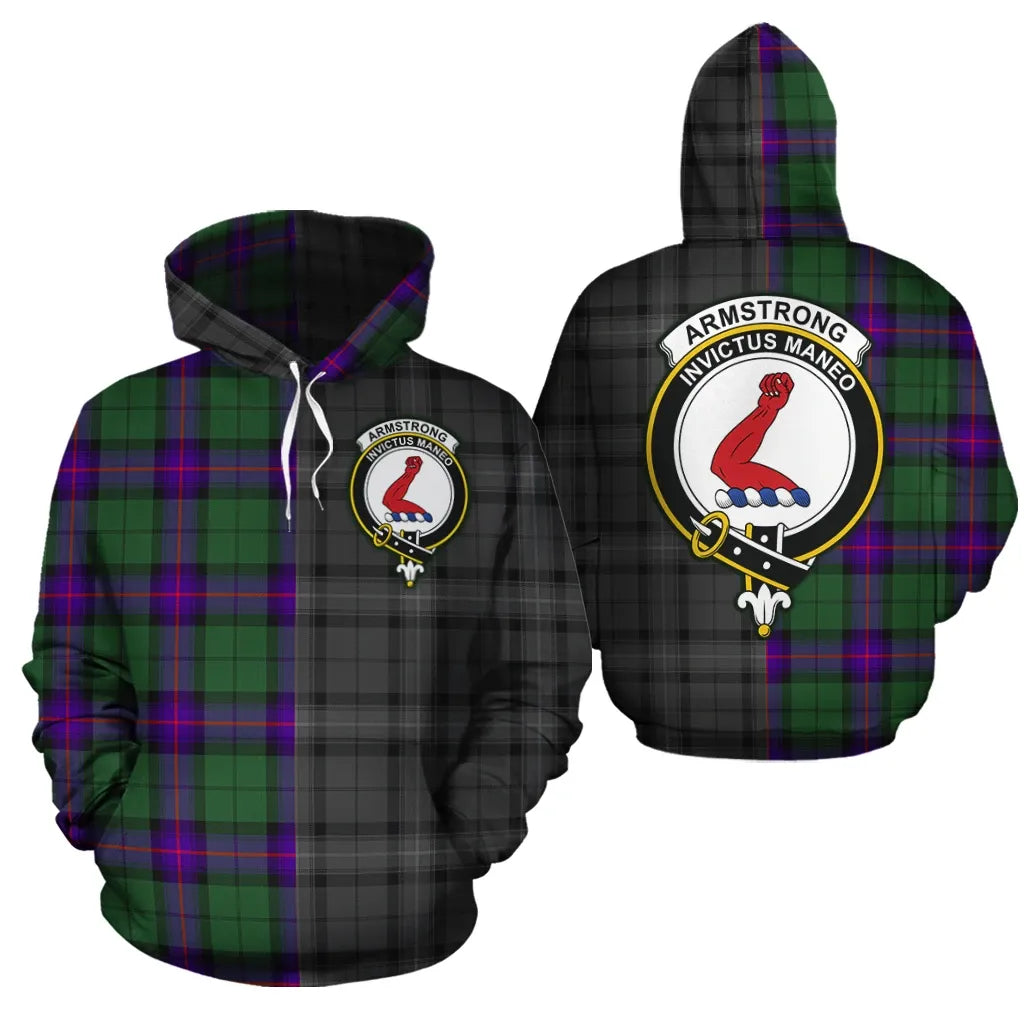 Printivon Armstrong Modern Clan Half Of Me New Version Crest Tartan Hoodie