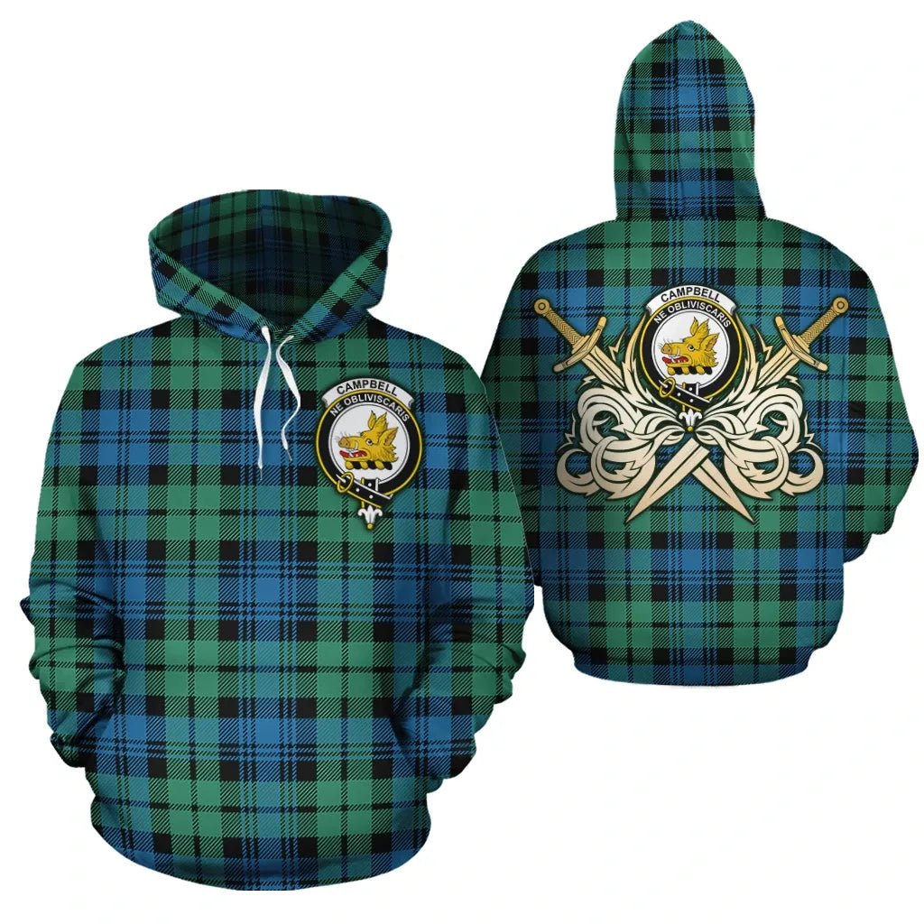 Printivon Campbell Ancient 01 Clan Crest Tartan Scottish Gold Thistle Hoodie