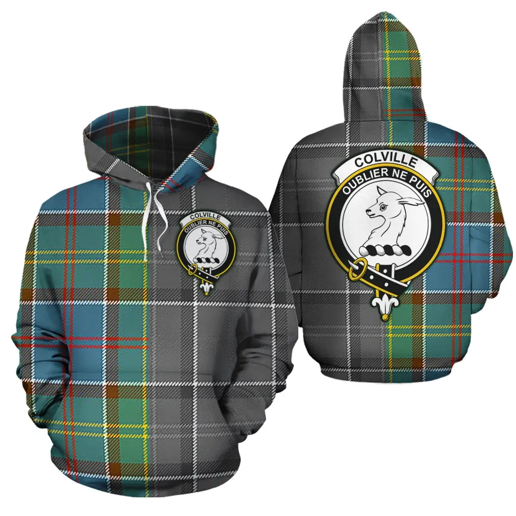 Printivon Colville Clan Half Of Me New Version Crest Tartan Hoodie