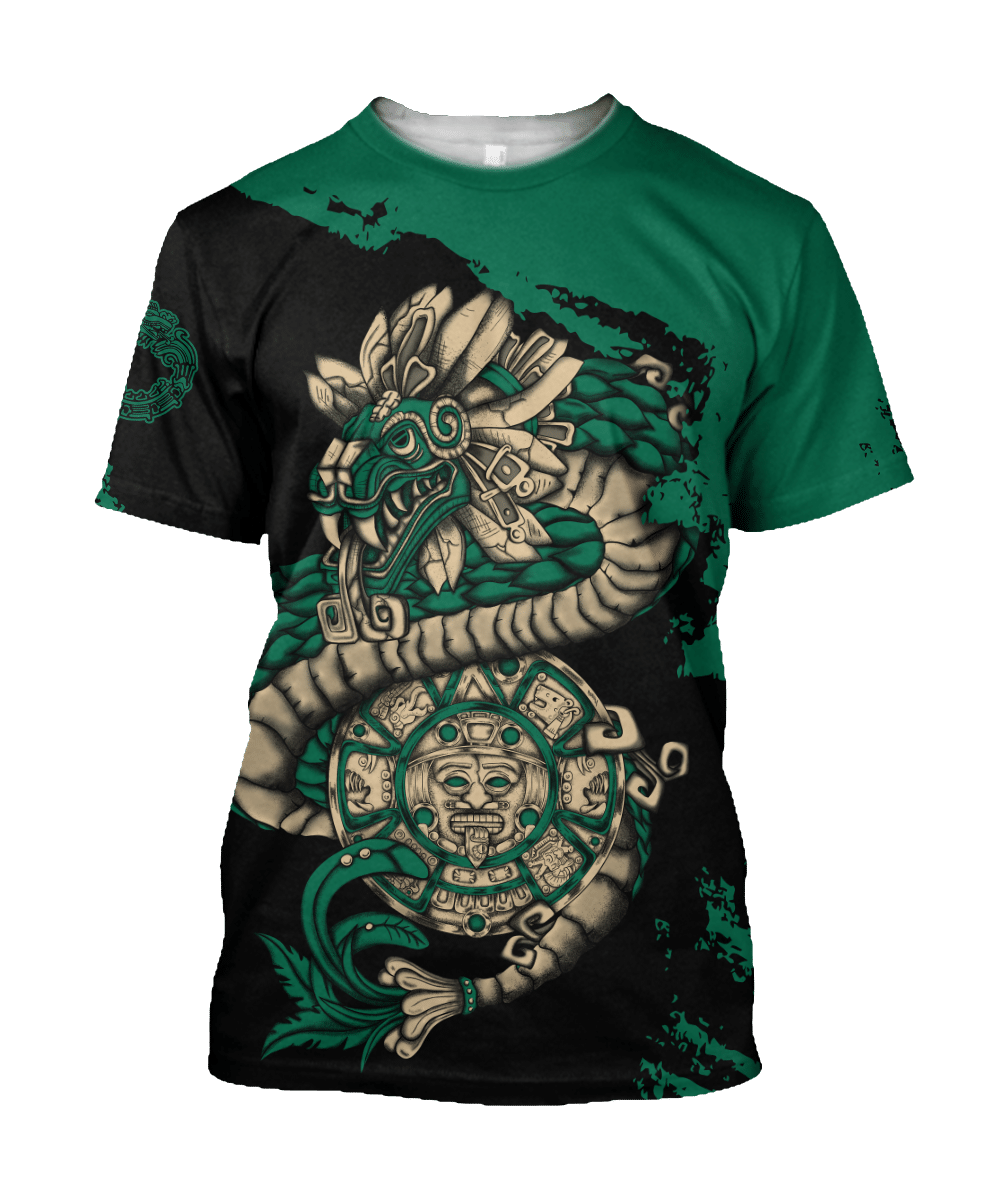 Mexico Aztec T Shirt Quetzalcoatl Sun Stone
