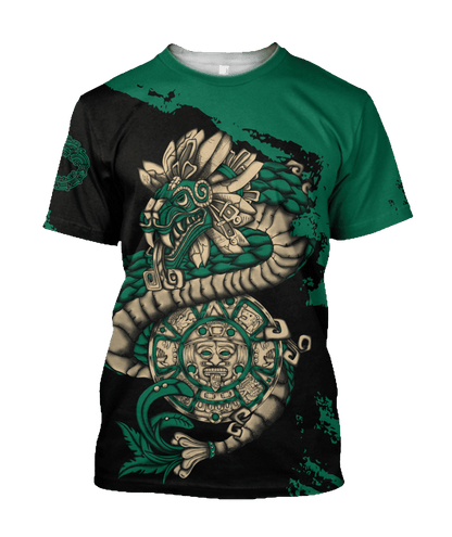 Mexico Aztec T Shirt Quetzalcoatl Sun Stone