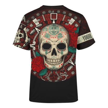 (Custom Personalised) Aztec Maya Mexico OwlSugar Skull Day Of The Dead Shirt T Shirt
