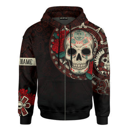 Aztec Maya Mexico OwlSugar Skull Day Of The Dead 3d All Over Printed Hoodie