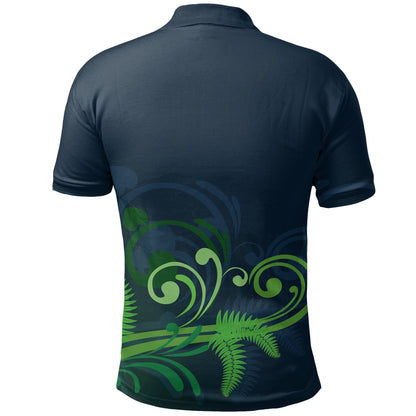 Polynesian Polo Shirt - New Zealand Silver Fern Polo Shirt, Koru Fern Golf Shirt, Green