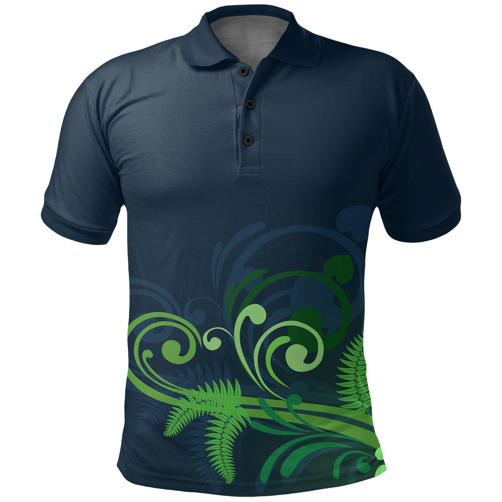 Polynesian Polo Shirt - New Zealand Silver Fern Polo Shirt, Koru Fern Golf Shirt, Green