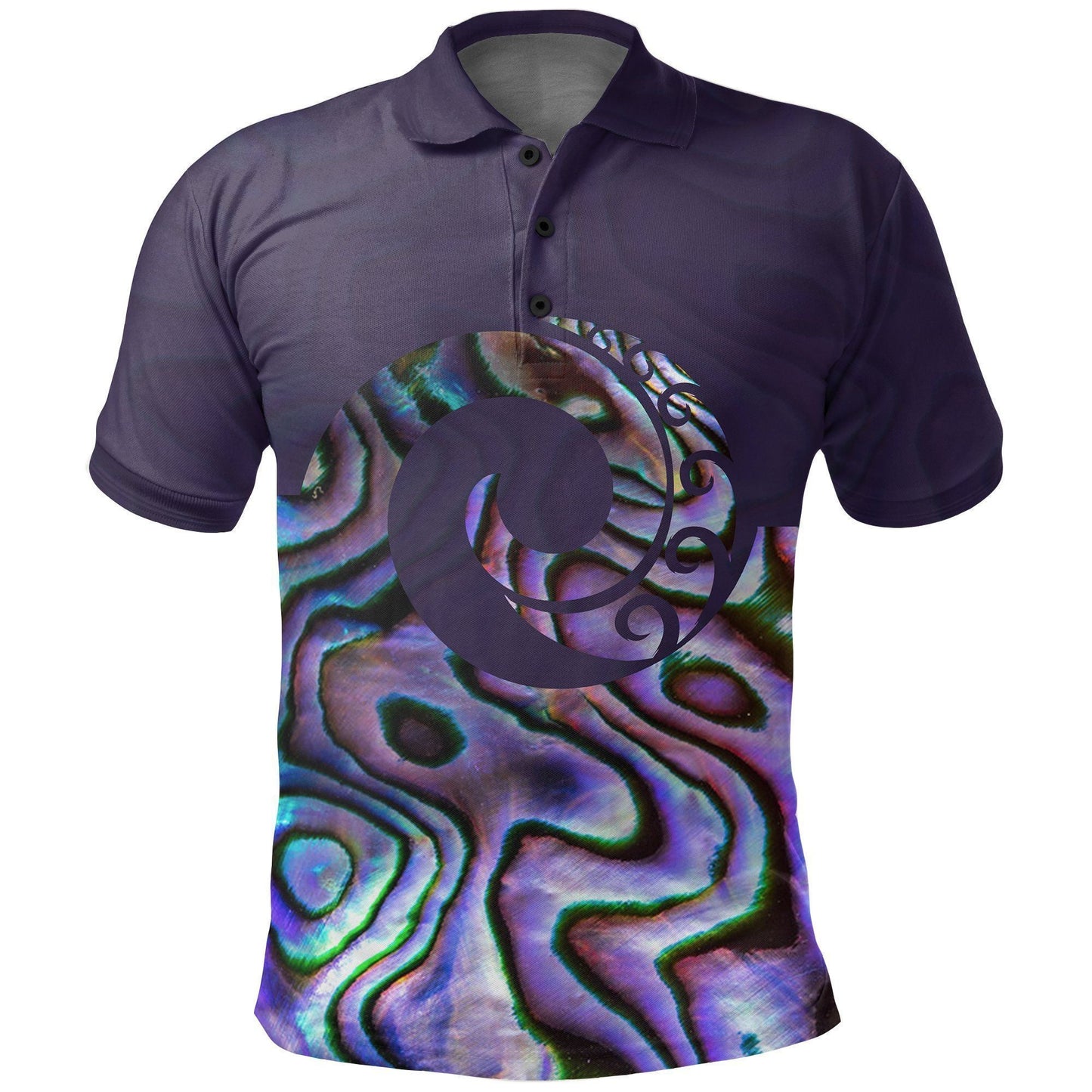 Polynesian Polo Shirt - Koru New Zealand Polo Shirt, Paua Shell Golf Shirt - 02