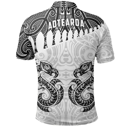 Polynesian Polo Shirt - Aotearoa Polo Shirt Maori Manaia White