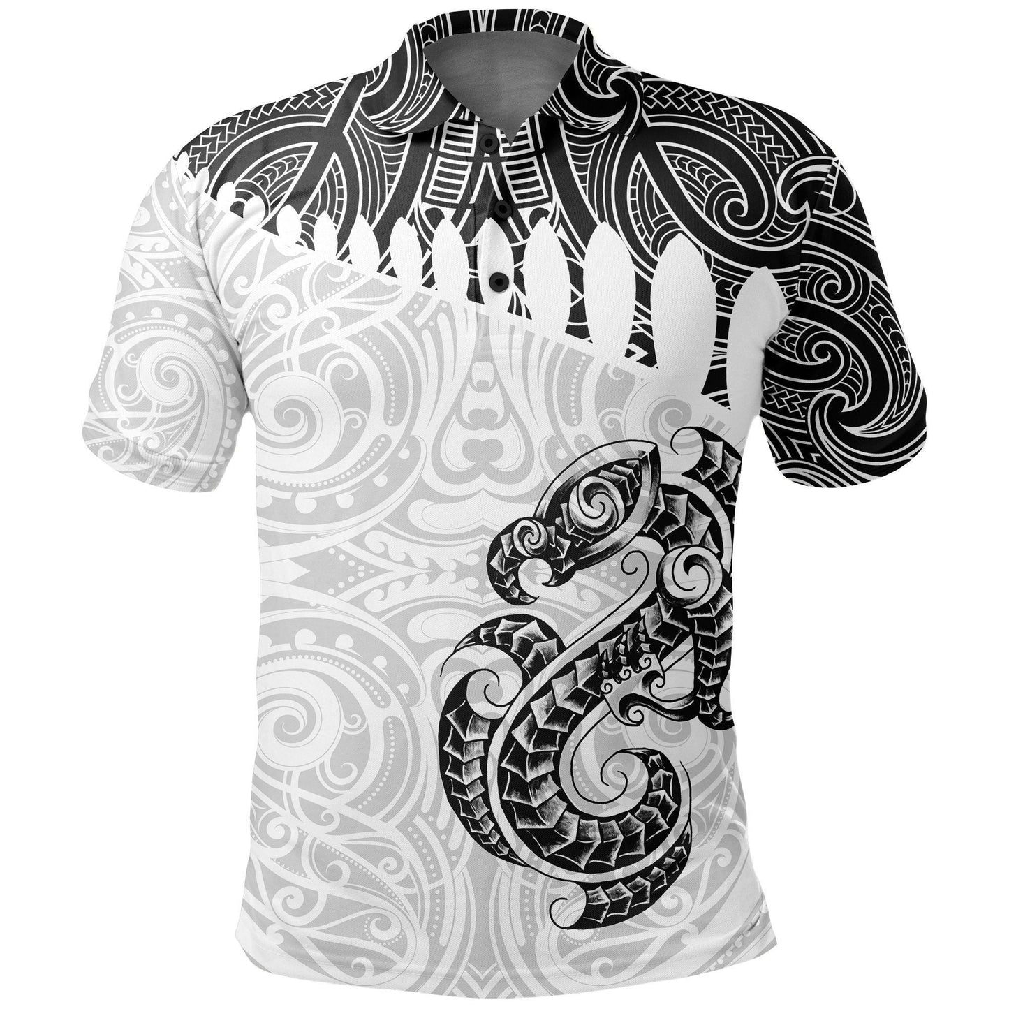 Polynesian Polo Shirt - Aotearoa Polo Shirt Maori Manaia White