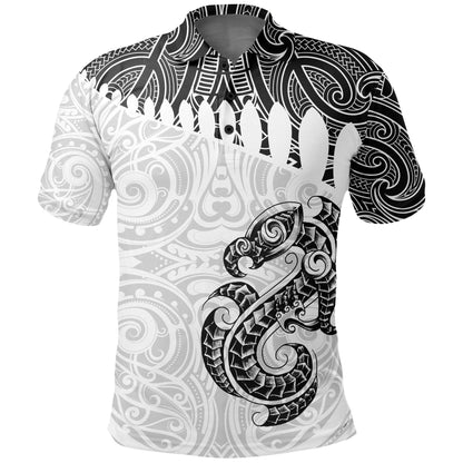 Polynesian Polo Shirt - Aotearoa Polo Shirt Maori Manaia White
