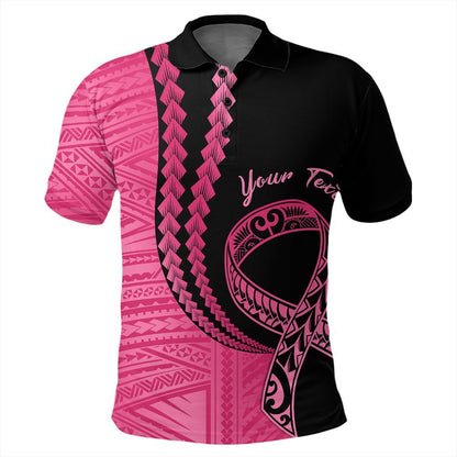 Polynesian Polo Shirt - Custom Polo Shirt Pinktober Black Polo Shirt