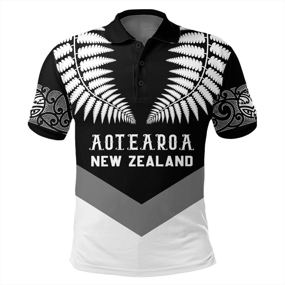 Polynesian Polo Shirt - New Zealand Polo Shirt Double Silver Fern Polo Shirt
