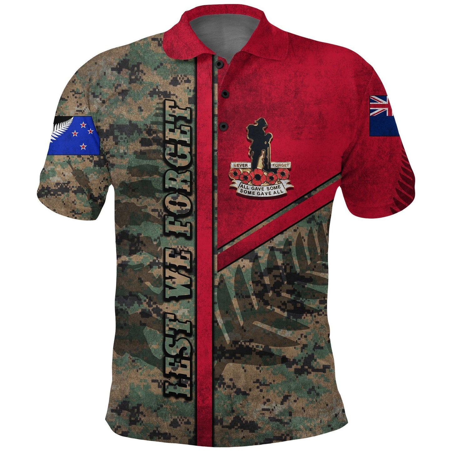 Polynesian Polo Shirt - Anzac New Zealand Polo Shirt Lest We Forget Camo - Road To Peace