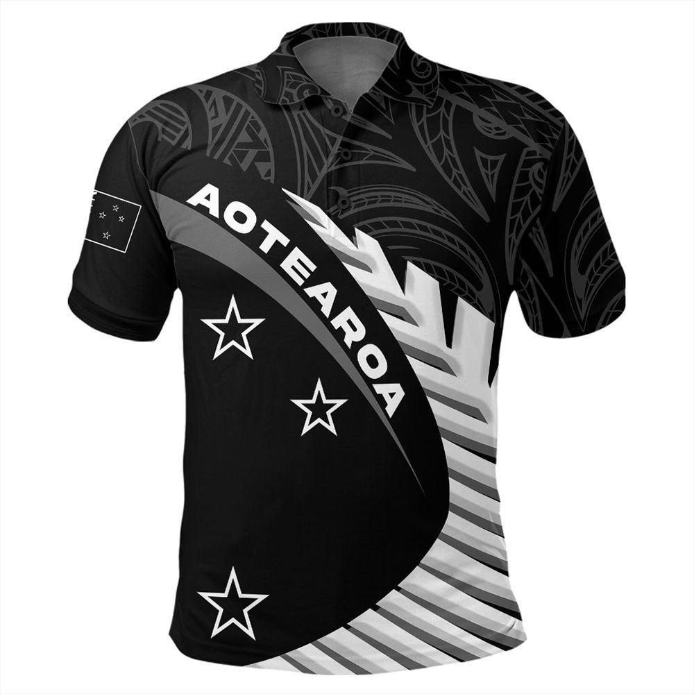 Polynesian Polo Shirt - New Zealand Polo Shirt Aotearoa Black Rugby Polo Shirt