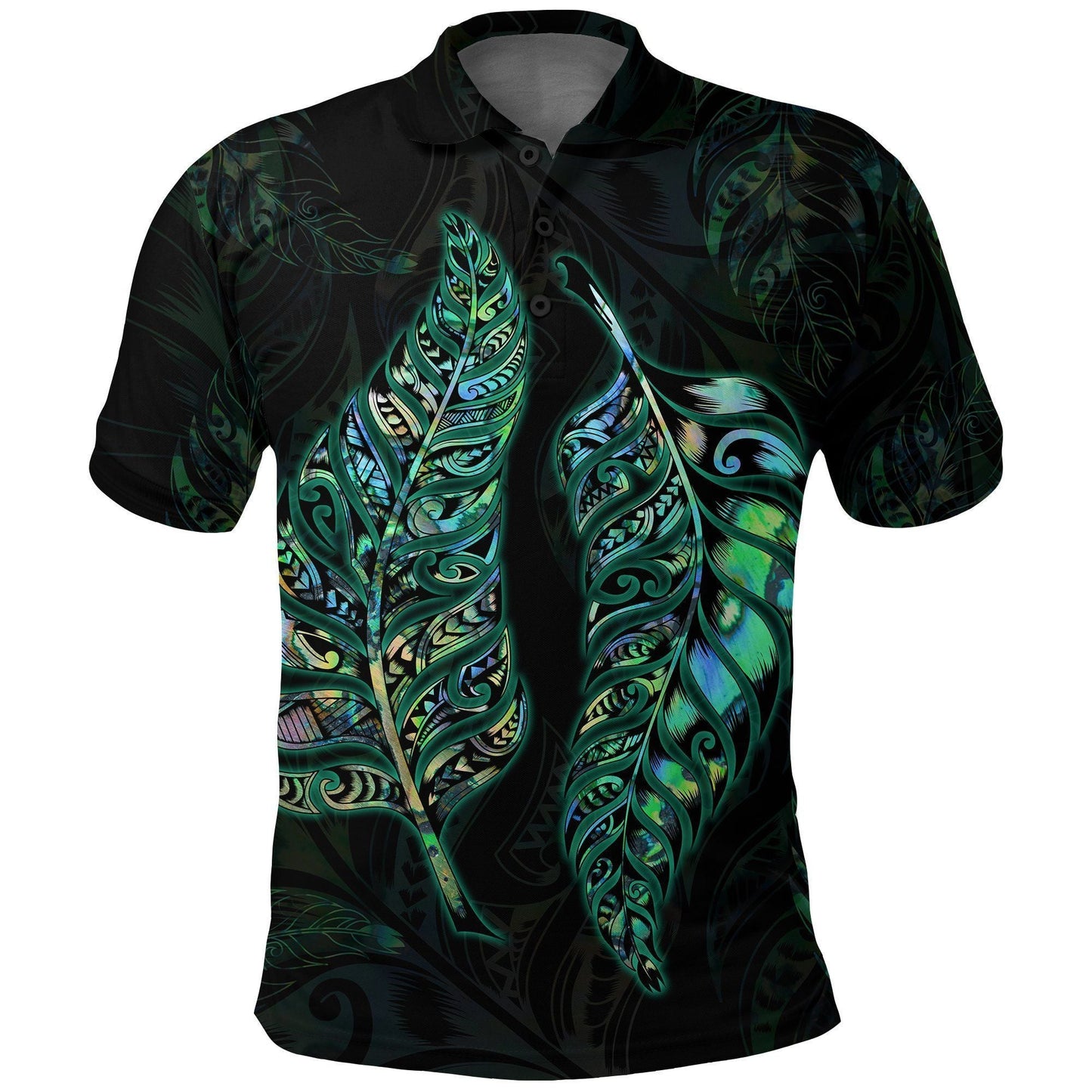 Polynesian Polo Shirt - New Zealand Silver Fern Couple Polo Shirt Paua Shell