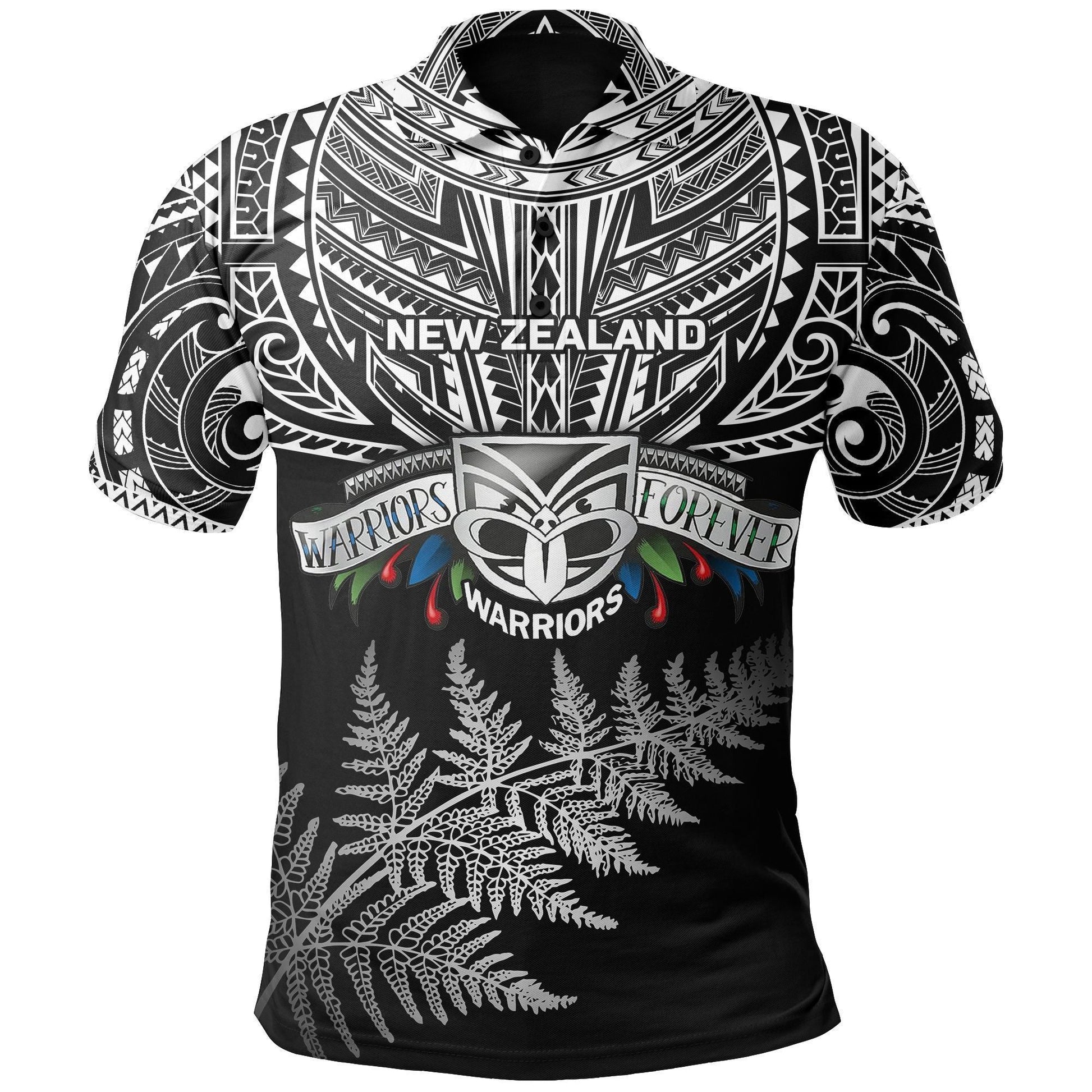 Polynesian Polo Shirt - New Zealand Rugby Polo Shirt Warriors Forever - Silver Fern