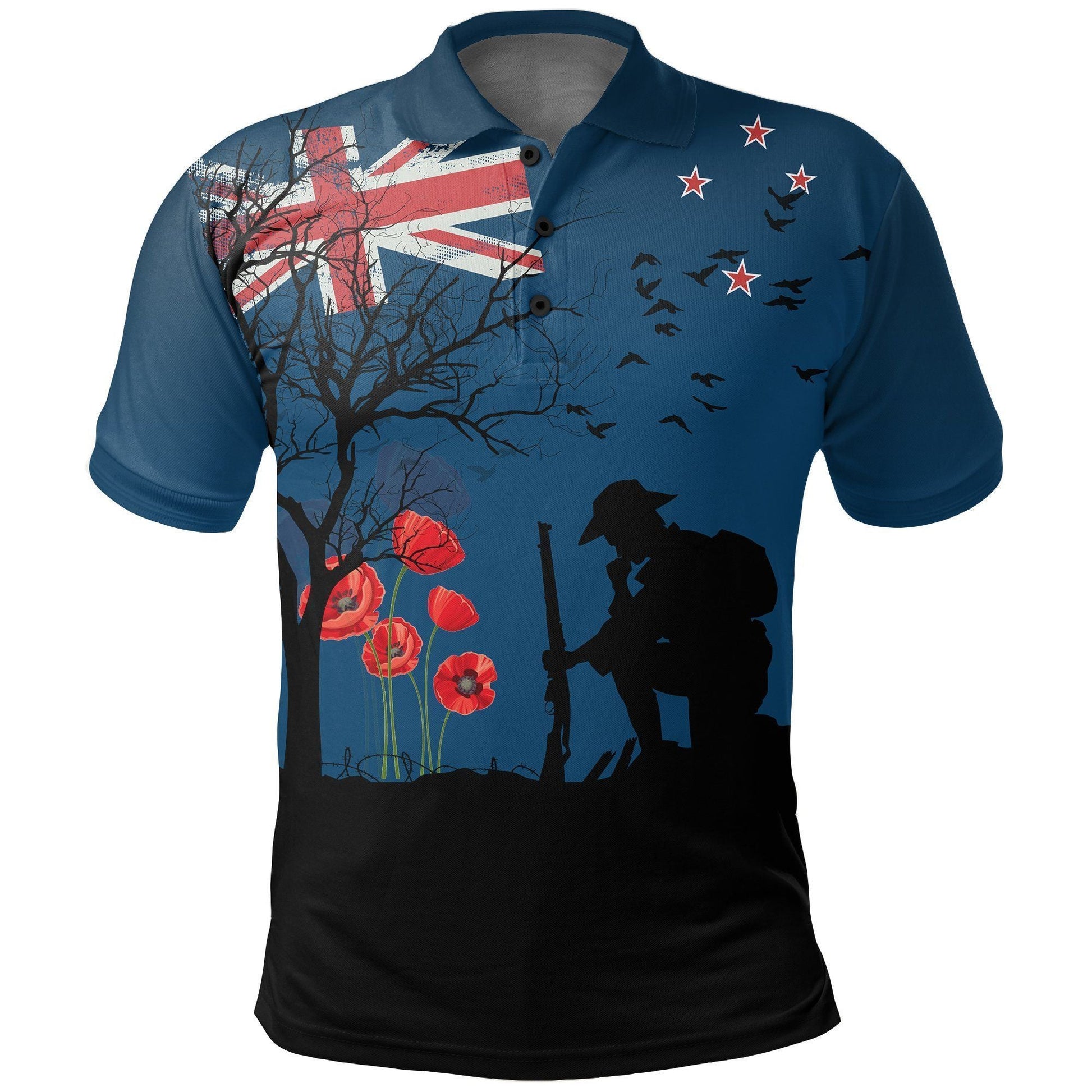 Polynesian Polo Shirt - Anzac New Zealand Polo Shirt, Remembrance Day Golf Shirt