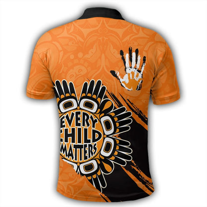 Polynesian Polo Shirt - Orange Shirt Day Polo Shirt Every Child Matters Handprints Polo Shirt