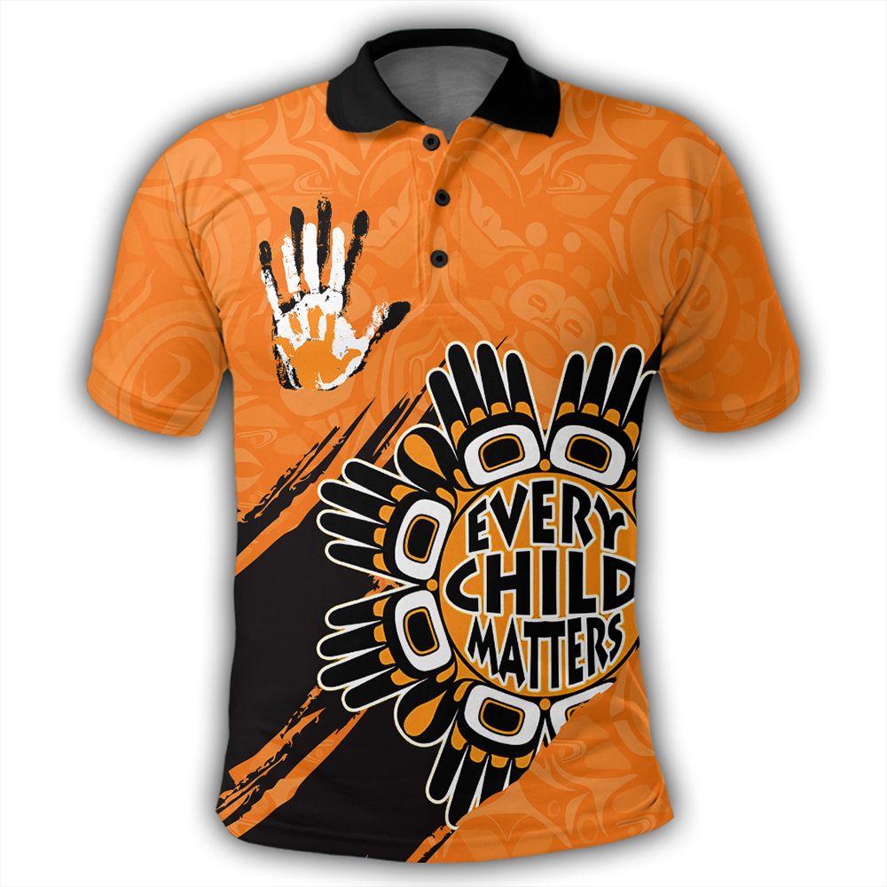 Polynesian Polo Shirt - Orange Shirt Day Polo Shirt Every Child Matters Handprints Polo Shirt