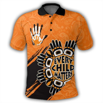 Polynesian Polo Shirt - Orange Shirt Day Polo Shirt Every Child Matters Handprints Polo Shirt