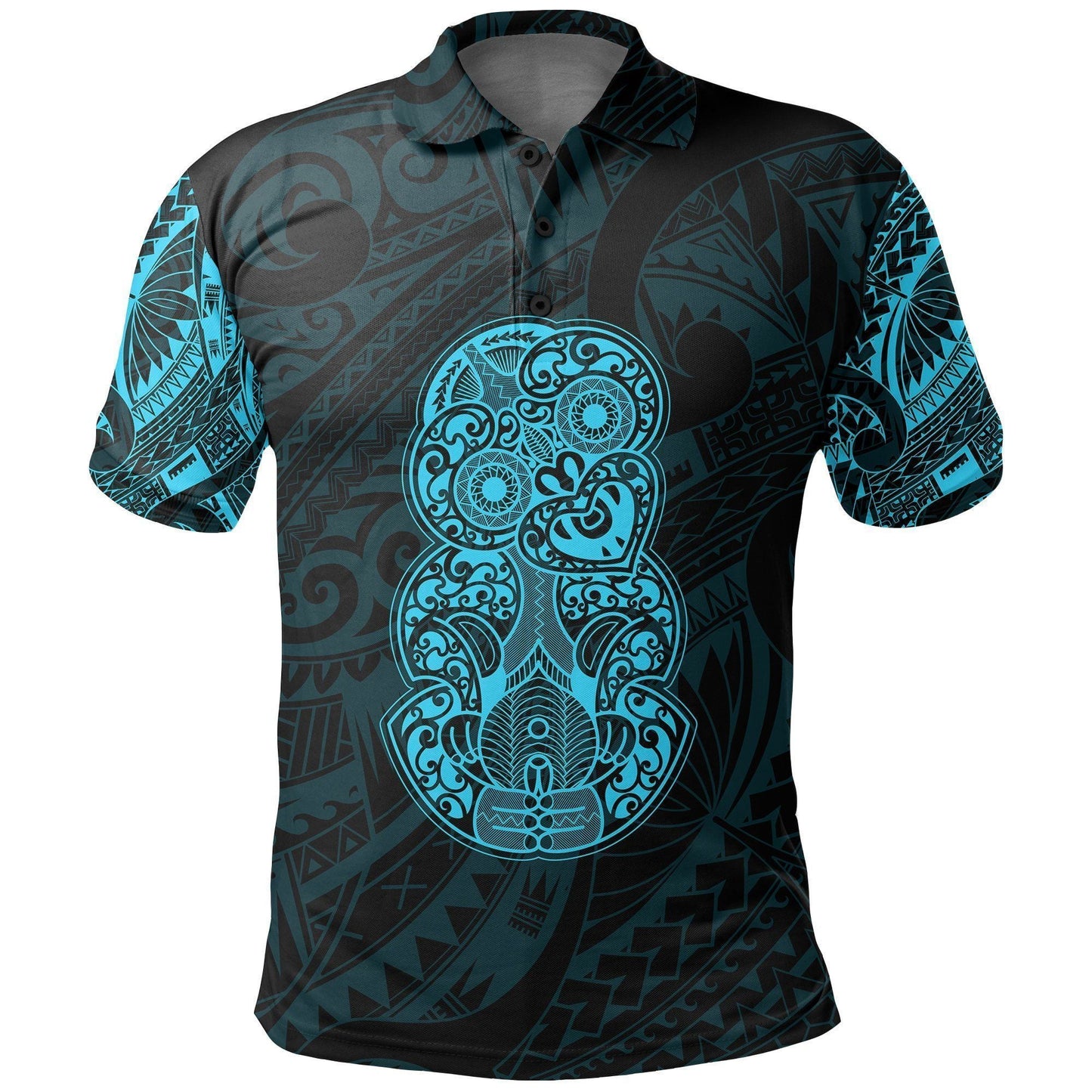 Polynesian Polo Shirt - Hei Tiki Maori Tattoo Polo Shirt Blue