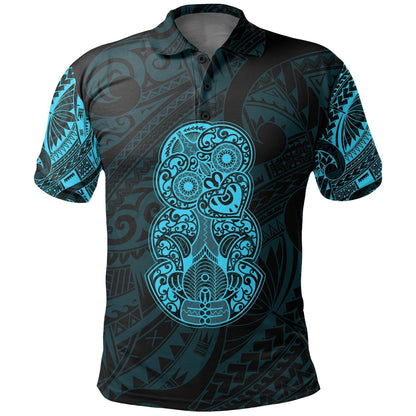 Polynesian Polo Shirt - Hei Tiki Maori Tattoo Polo Shirt Blue