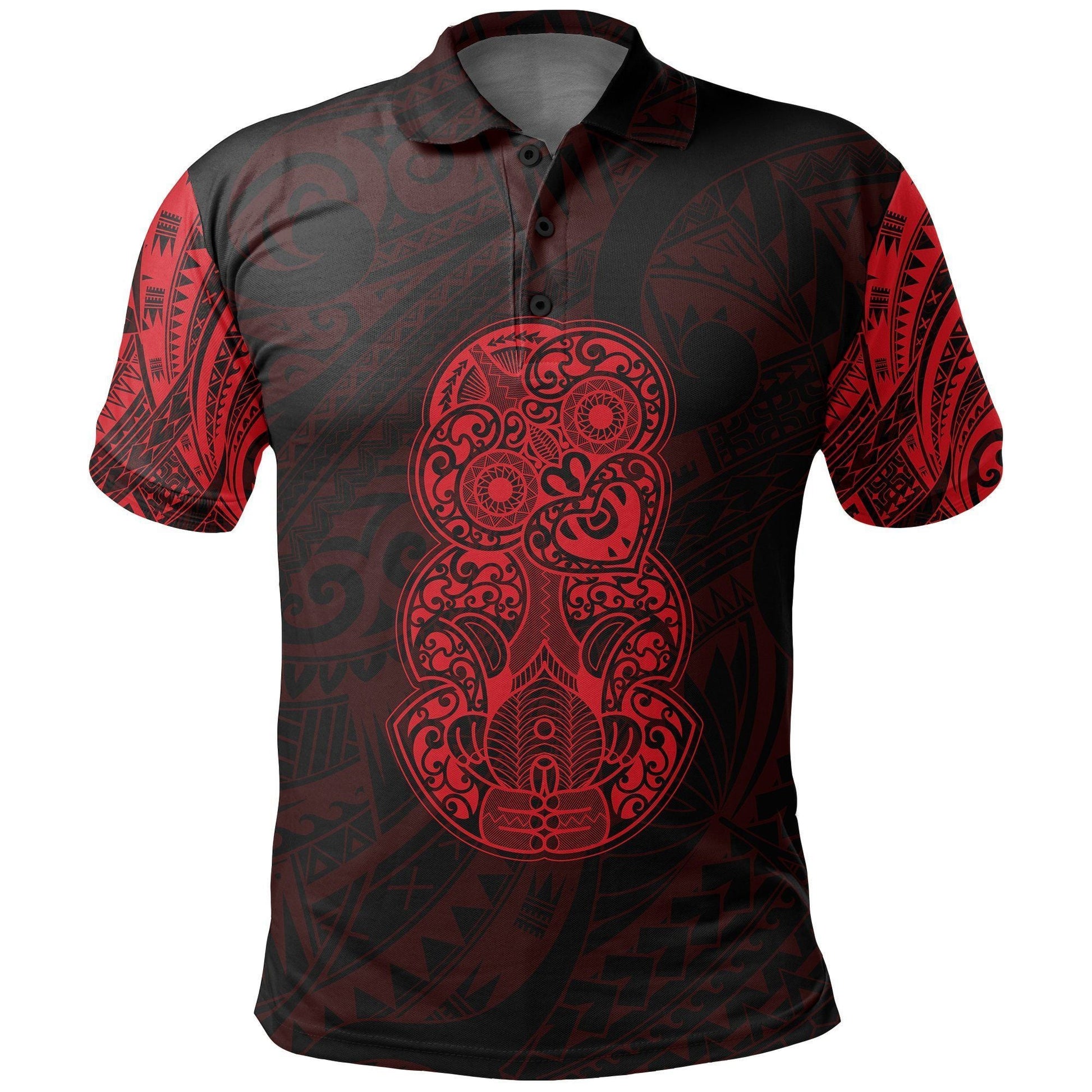 Polynesian Polo Shirt - Hei Tiki Maori Tattoo Polo Shirt Red
