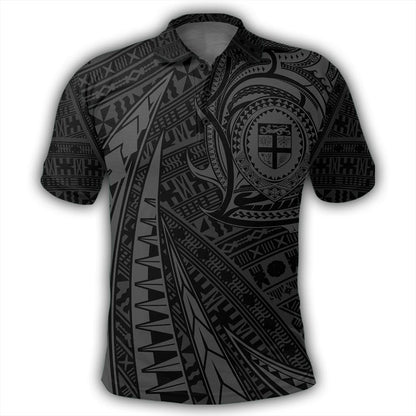 Polynesian Polo Shirt - Polo Shirt Fiji Polo Shirt Melanesia Pattern Pohic Style Gray