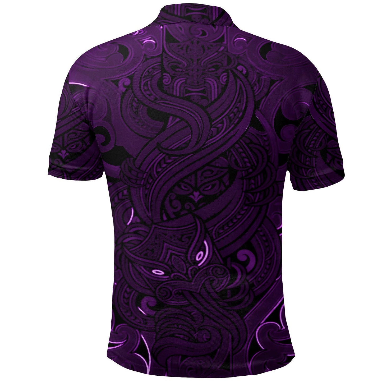 Polynesian Polo Shirt - New Zealand Polo Shirt, Maori Gods Golf Shirt, Tumatauenga God of War - Purple