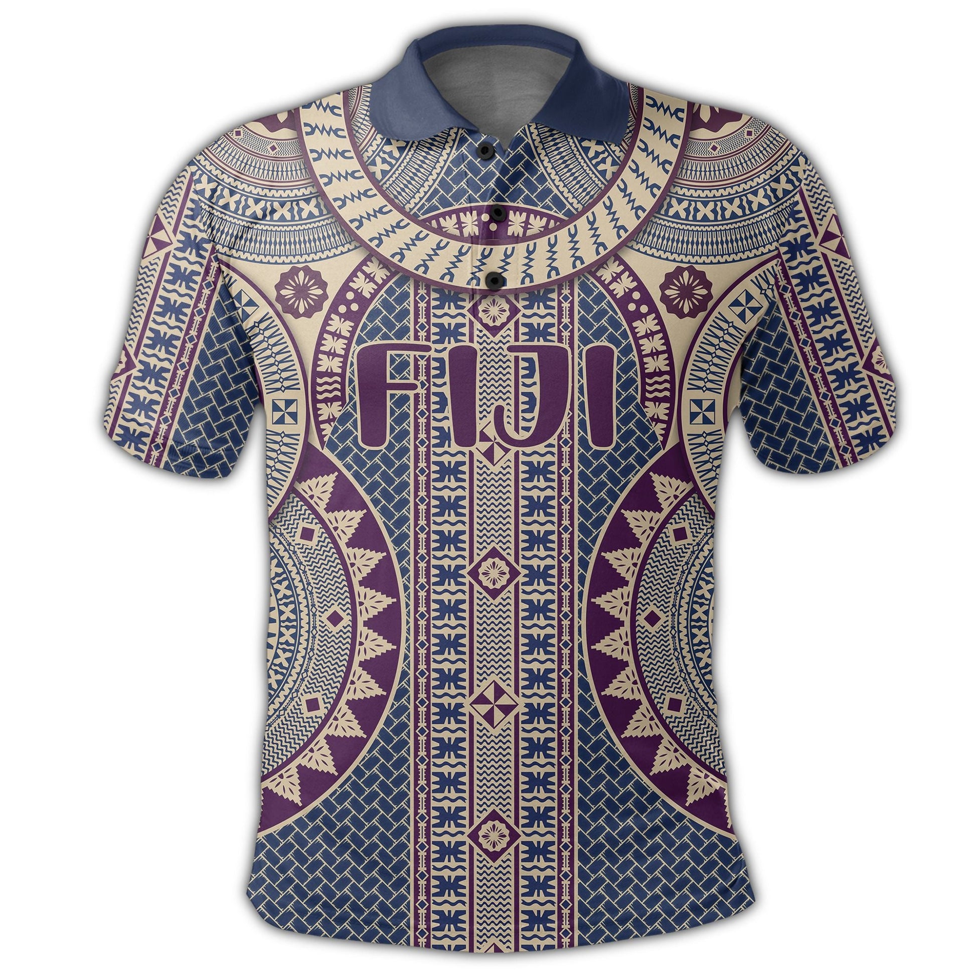 Polynesian Polo Shirt - Polo Shirt Fiji Circle Tapa Fala Masi Polo Shirt