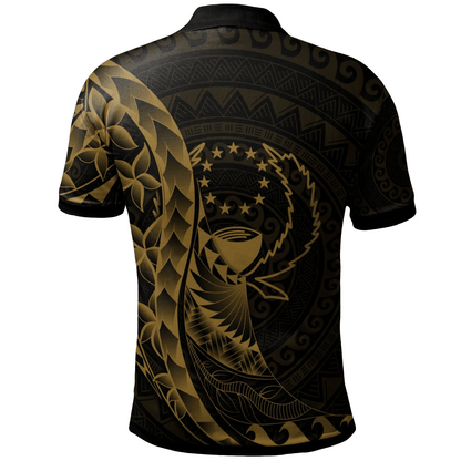 Polynesian Polo Shirt - Pohnpei Polo Shirt Polynesian Pattern Style Gold Color