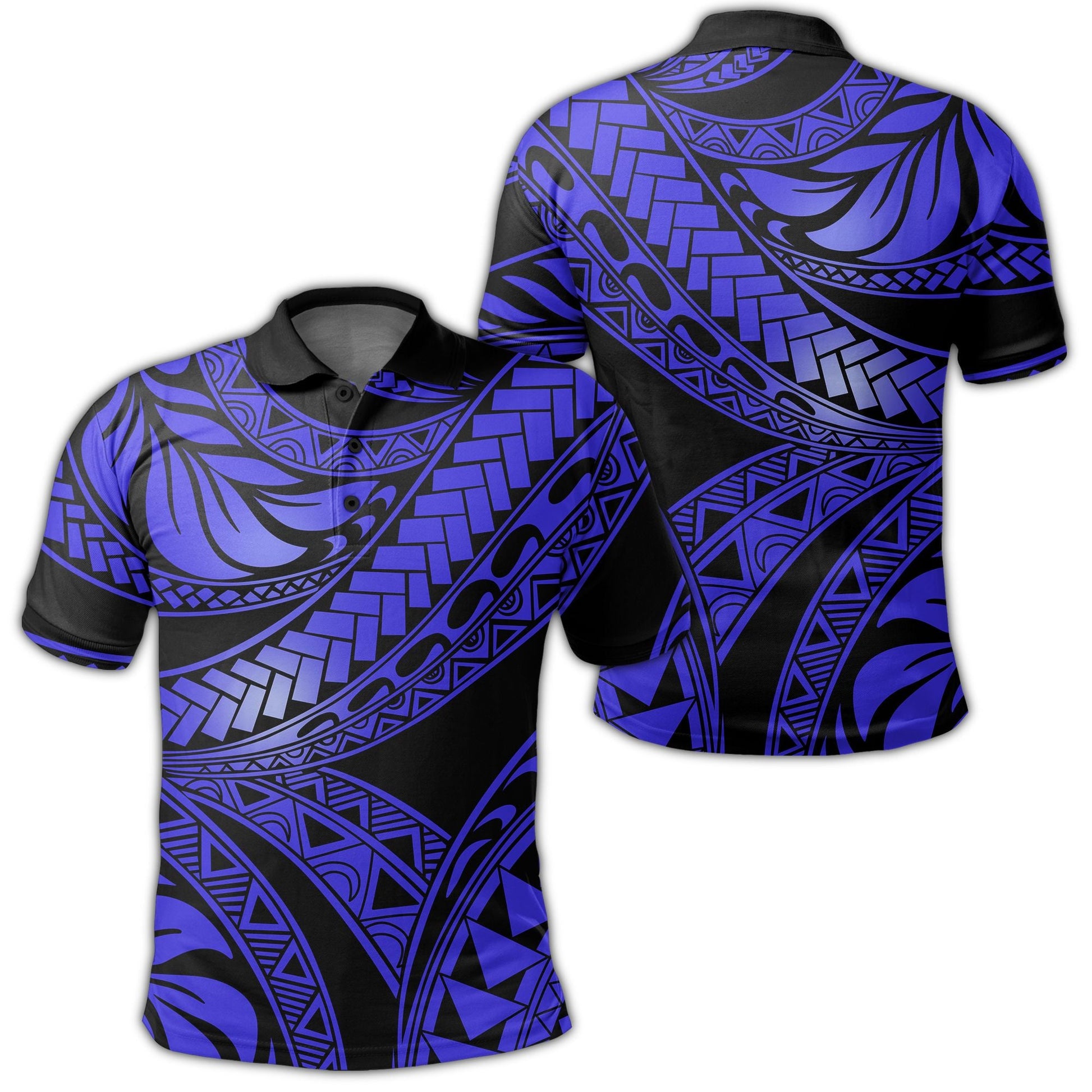 Polynesian Polo Shirt - Polo Shirt Tribal Polynesian Blue Ali Style Polo Shirt