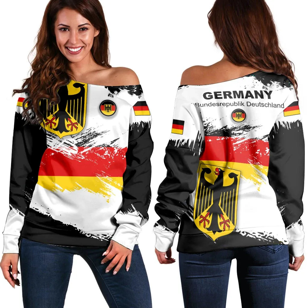 Germany Off Shoulder Sweater Germany Flag Brush