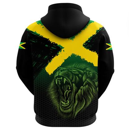 Jamaica Lion Flag Grunge Zip Hoodie