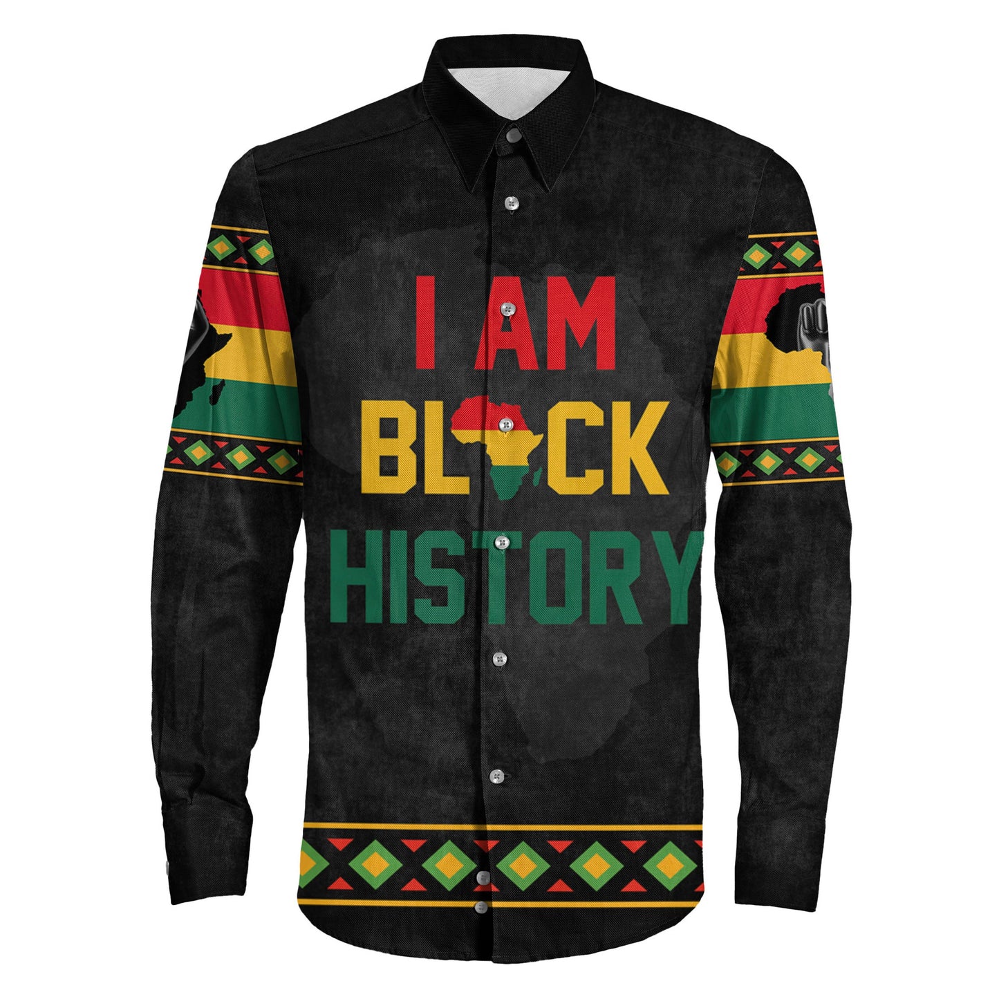 Lovetheworld Shirt Black History Long Sleeve Button Shirt