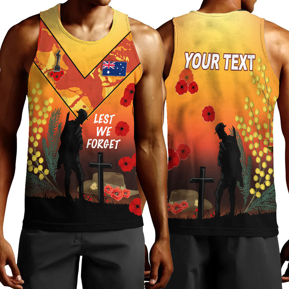 Clothing Custom Australia Anzac Lest We Forget 2023 Orange Men Tank Top