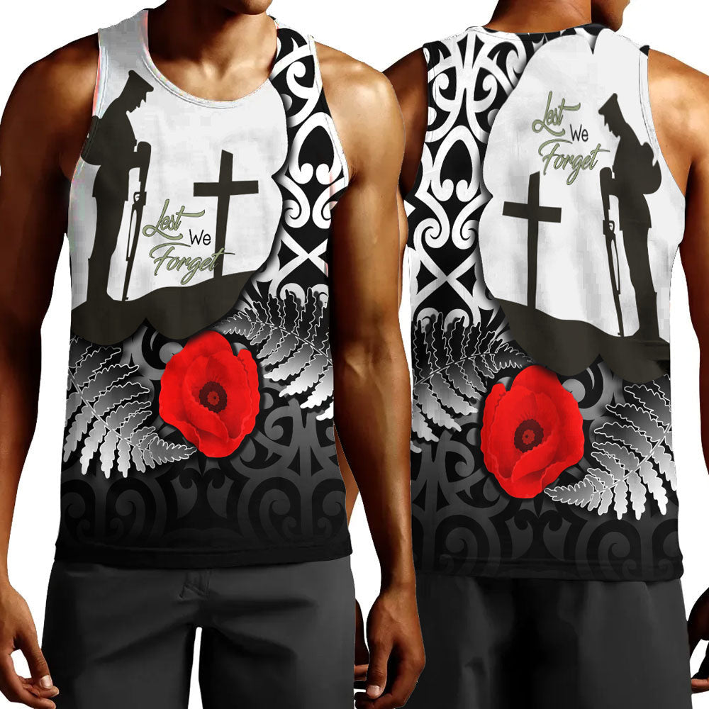 Polynesian Pride Clothing Anzac Day Poppy Remembrance Men Tank Top