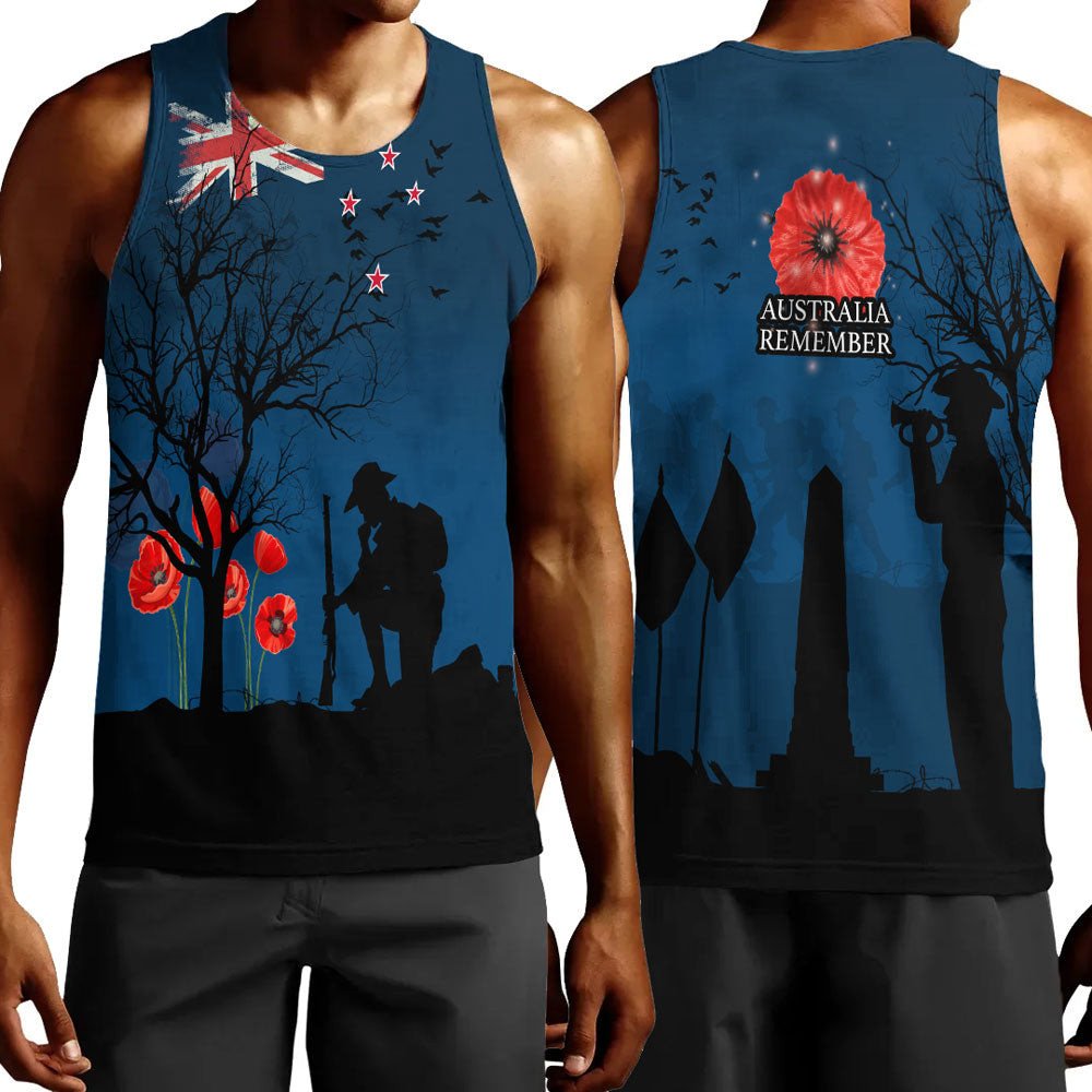 Polynesian Pride Clothing New Zealand Anzac Lest We Forget Remebrance Day Men Tank Top